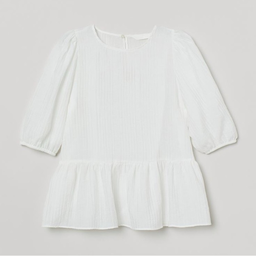 H&M Peplum White Blouse NWT Size Small